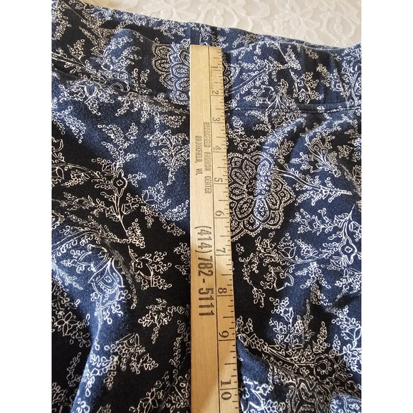 Lands End Starfish Straight Leg Pants Womens Size L Black White Floral Pull On - Picture 9 of 10
